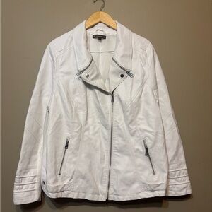 LOVE & LEGEND Faux Leather White Moto Jacket